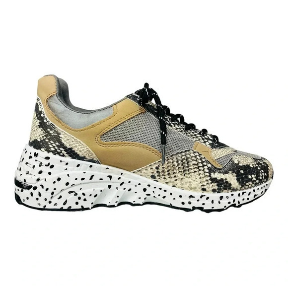 Steve‎ Madden Bena Snake Print Collage Wedge Leather Sneakers Women Size 8.5 - Picture 2 of 13